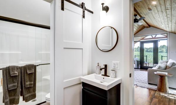 Bathroom of The Prestige Park Model RV with Covered Porch