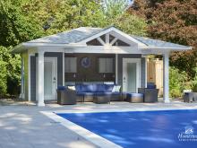 Exterior Shot of 17'x20' Avalon Pool House in Dobbs Ferry NY