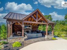 Exterior Photo of 20' x 25' Timber Frame Pavilion with Fireplace & Outdoor Kitchen in Pennsburg PA