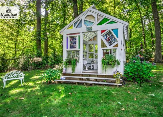 Exterior Photo of a 10' x 12' A-Frame Stained Glass She Shed in Malvern PA