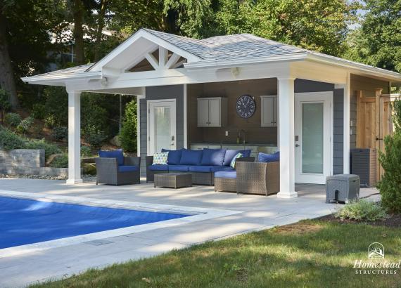 Exterior Shot of 17'x20' Avalon Pool House in Dobbs Ferry NY