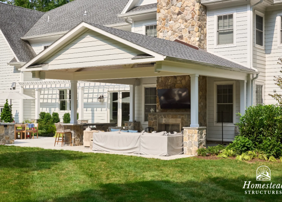 20'x21' Custom Pavilion & 4'x31' Pergola in Franklin Lakes, NJ