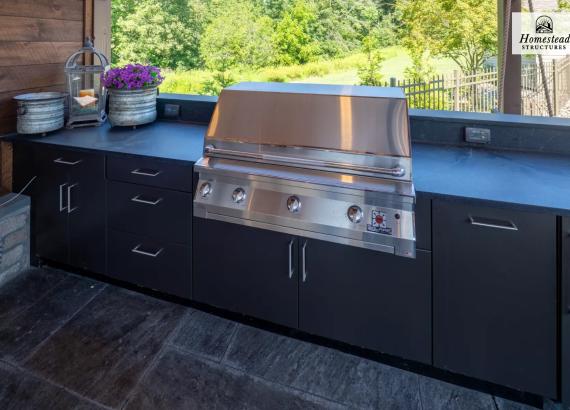 Danver Outdoor Kitchen in a 20' x 25' Timber Frame Pavilion with Fireplace & Outdoor Kitchen in Pennsburg PA