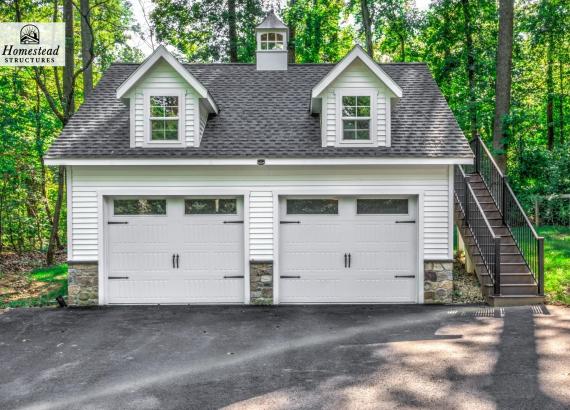 Exterior shot of 24x24 Classic 2-Car 2-Story Garage in Malvern PA