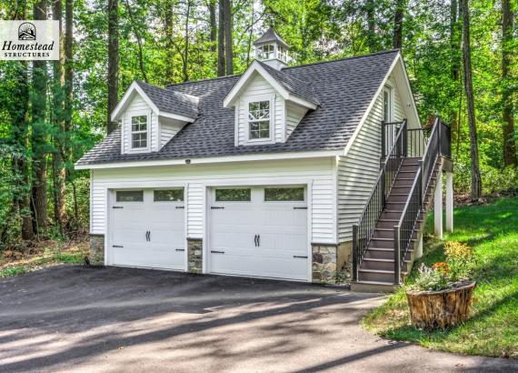 Exterior Photo of a 24x24 Classic 2-Car 2-Story Garage in Malvern PA