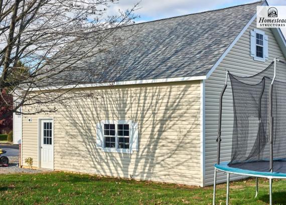 Side view photo of 24' x 30' Classic 2 Car, 2-Story Garage in Swarthmore PA