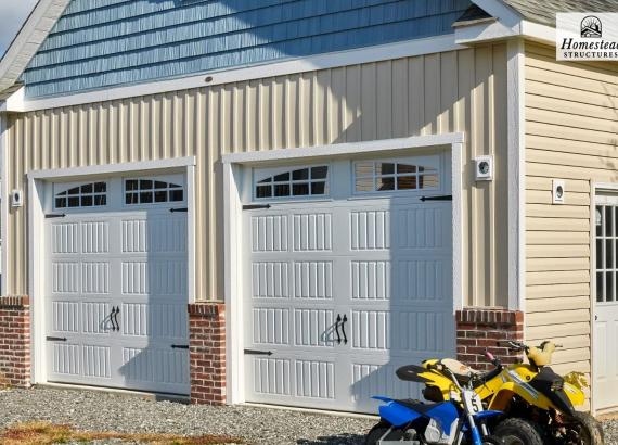 Close up photo of garage doors on 24' x 30' Classic 2 Car, 2-Story Garage in Swarthmore PA