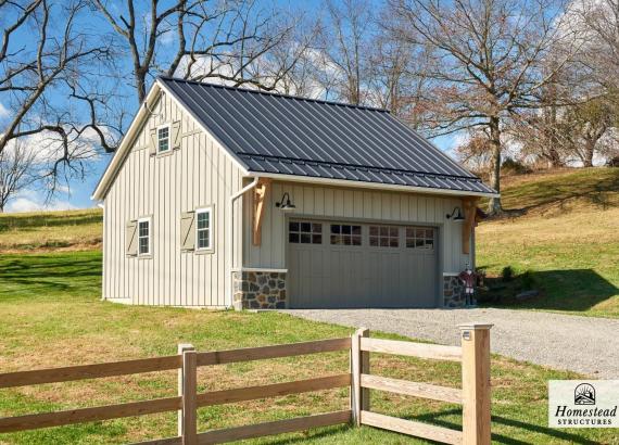 Exterior photo of 25' x 24' Classic A-Frame Truss Garage in Chadds Ford PA