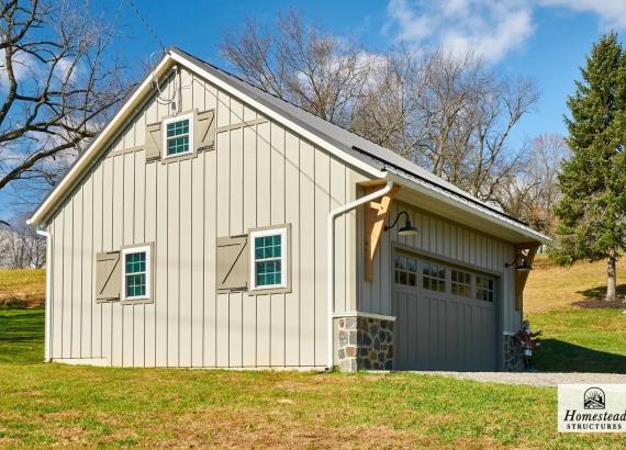 Side view of 25' x 24' Classic A-Frame Truss Garage in Chadds Ford PA