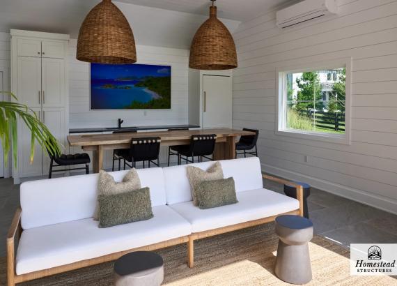 Interior View of a 26' x 20' Liberty A-Frame Pool House in Far Hills NJ