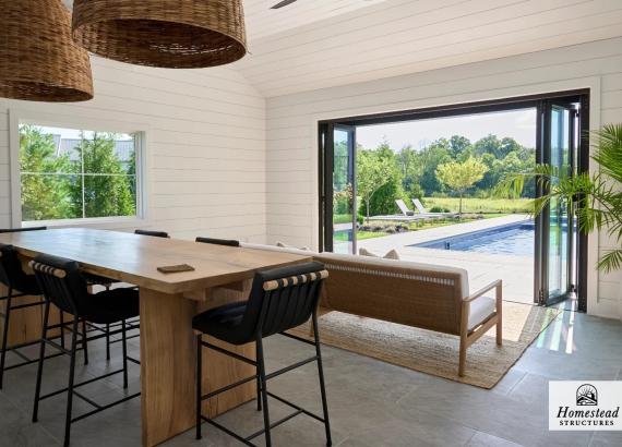 Interior View of a 26' x 20' Liberty A-Frame Pool House in Far Hills NJ