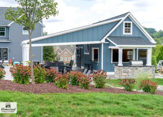 Custom 34' x 34' Liberty Pool House with Lean-To Pavilion in Coopersburg PA