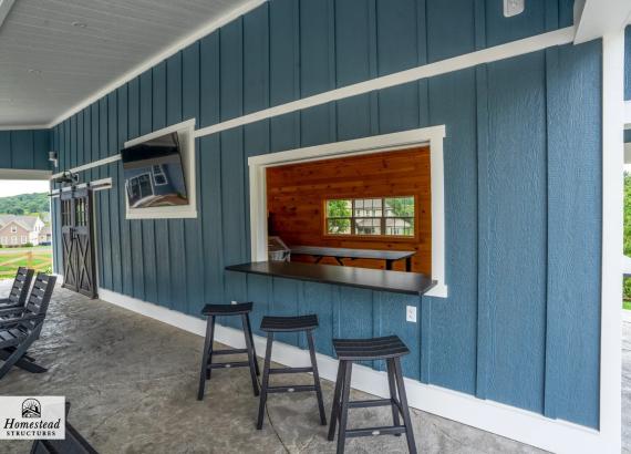 Snack Bar Window on a Custom 34' x 34' Liberty Pool House with Lean-To Pavilion in Coopersburg PA