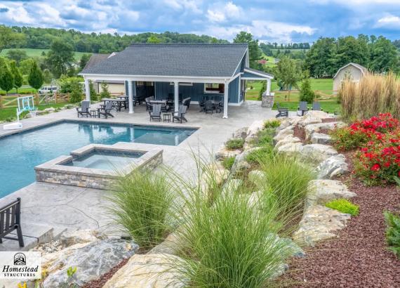 Custom 34' x 34' Liberty Pool House with Lean-To Pavilion in Coopersburg PA