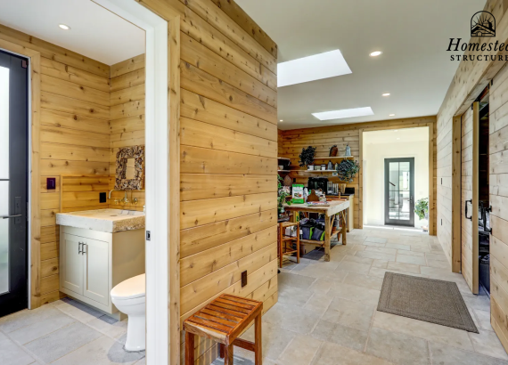 Garage Potting Room with a Bathroom