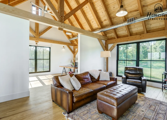 Garage living area with couch