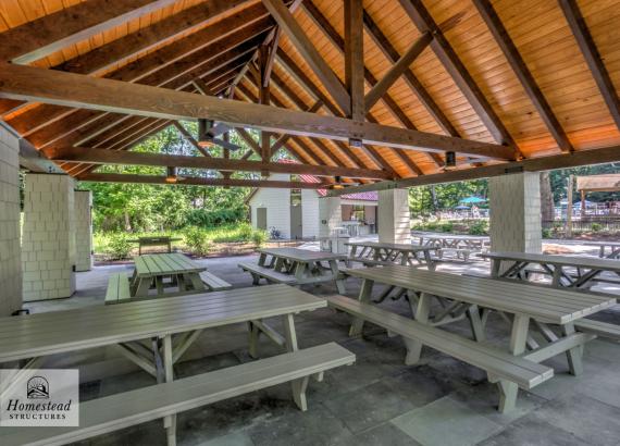 Interior Shot of 30' x 38' Timber Frame Pavilion at the Swarthmore Swim Club in Swarthmore, PA