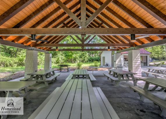 Interior Shot of 30' x 38' Timber Frame Pavilion at the Swarthmore Swim Club in Swarthmore, PA