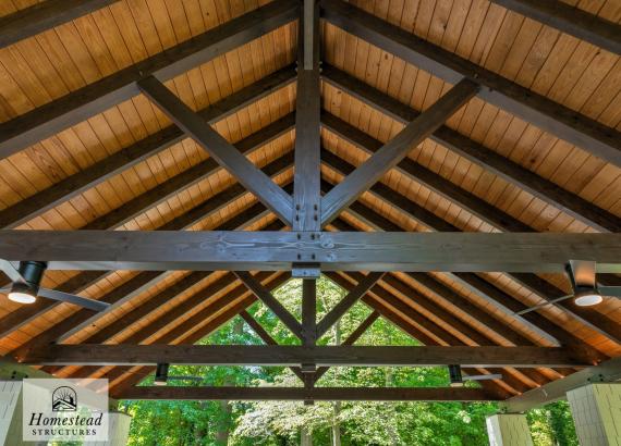 Ceiling photo of 30' x 38' Timber Frame Pavilion at the Swarthmore Swim Club in Swarthmore, PA