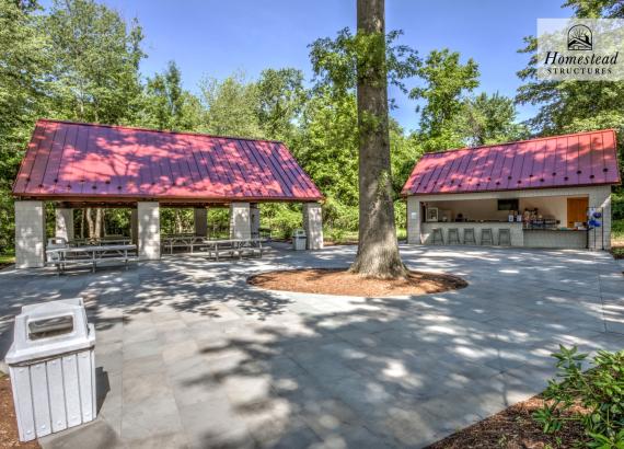 Exterior Shot of 30' x 38' Timber Frame Pavilion and Snack Shack at the Swarthmore Swim Club in Swarthmore, PA