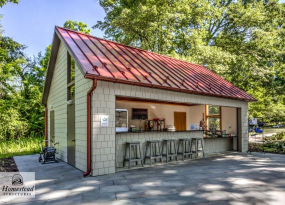 Exterior Shot of 20' x 26' Liberty Series Snack Shack at the Swarthmore Swim Club in Swarthmore, PA