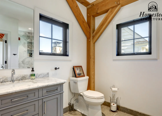 Second-floor bathroom in the garage